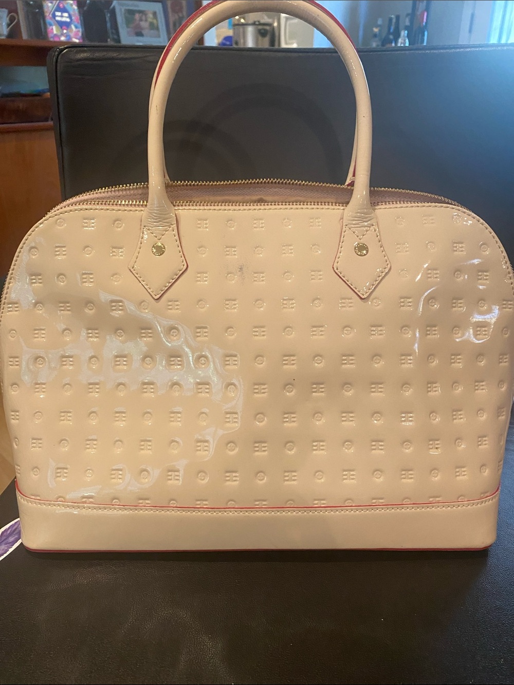 Arcadia Beige Handbag with Pink Trim and edging- check last pics for callouts